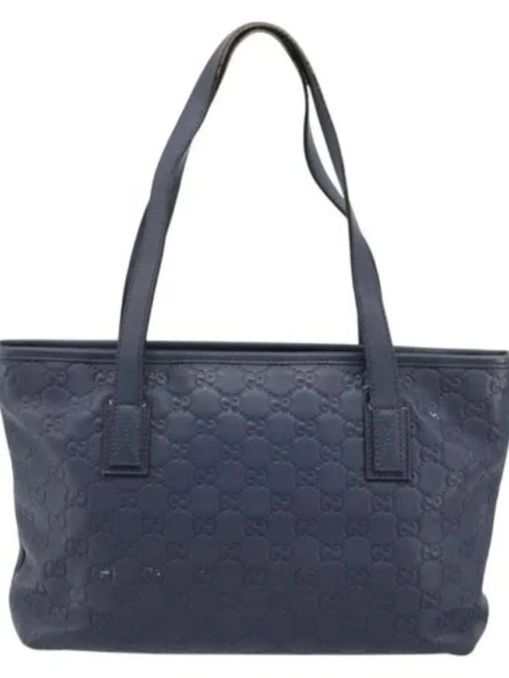 GUCCI GG Canvas Guccissima Tote Bag Leather Navy Gold 211138 Auth 180831
